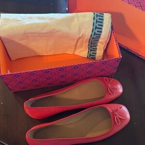 Tory Burch Red Leather Flats